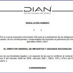 Proyecto de Resolución.- Se prescribe el formulario 420 para el cumplimiento de las obligaciones tributarias, de los contribuyentes y responsables del Impuesto al patrimonio por los años gravables 2020 y 2021.