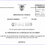 Por el cual se fija el auxilio de transporte para el 2021.