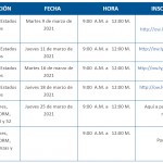 Cronograma de capacitaciones para la presentacion de estados financieros con corte al 31 de diciembre de 2020.