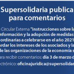 Proyecto Instrucciones adecuada revelación de información y adopción de medidas en el marco de las asambleas ordinarias 2021.