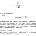 Mintrabajo, circular Nº 0070. Acciones de promoción y prevención en la salud mental y estilos de vida y trabajo saludable.